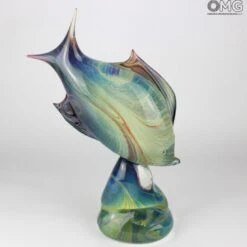 Fish On Base - Sculpture In Chalcedony - Original Murano Glass Omg -Life Store 1455442441835