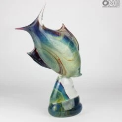 Fish On Base - Sculpture In Chalcedony - Original Murano Glass Omg -Life Store 1455442443784