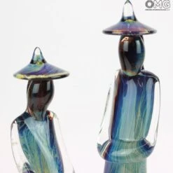 Chinese Couple - Sculpture In Chalcedony - Original Murano Glass OMG -Life Store 1455480713251