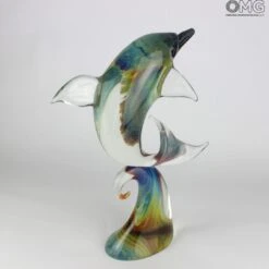 Jumping Dolphin - Sculpture In Chalcedony - Original Murano Glass Omg -Life Store 1455483755520