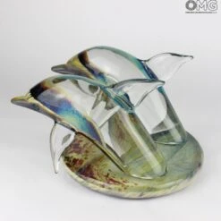 Dolphins - Sculpture In Chalcedony - Original Murano Glass OMG -Life Store 1455484621959