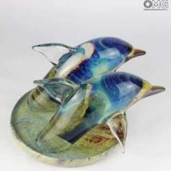 Dolphins - Sculpture In Chalcedony - Original Murano Glass OMG -Life Store 1455484624909