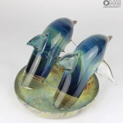 Dolphins - Sculpture In Chalcedony - Original Murano Glass OMG -Life Store 145548462533