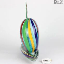Sail Boat Mix Colored Cannes In Green - Sculpture - Murano Glass -Life Store 1455489367841