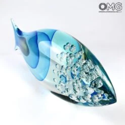 Fish Abstract Sculpture - Light Blue - Original Murano Glass -Life Store 1496919081376
