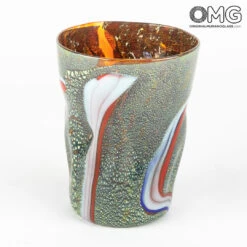 Set Of 6 Drinking Glasses - With Real Silver Leaf - Original Murano Glass OMG -Life Store 20180621 0205