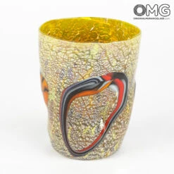 Set Of 6 Drinking Glasses - With Real Silver Leaf - Original Murano Glass OMG -Life Store 20180621 0207