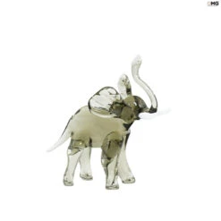 Elephant Figurine In Smoked Glass - Original Murano Glass OMG