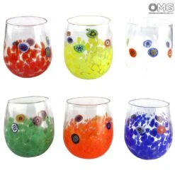 Set Of 6 Drinking Glasses - Allegro - Original Murano Glass