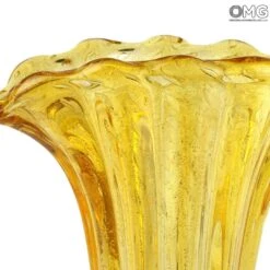 Flower Vase - Amber & Gold - Original Murano Glass OMG -Life Store amber and gold vase detail
