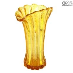 Flower Vase - Amber & Gold - Original Murano Glass OMG -Life Store amber and gold vase detail 2