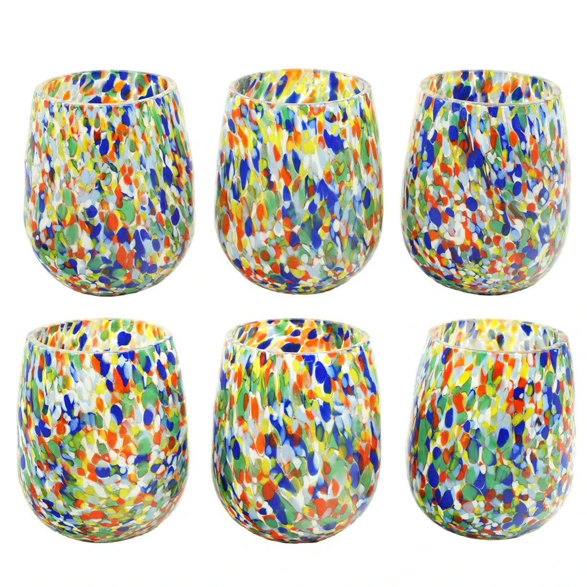 Set Of 6 Drinking Glasses - Arlecchino - Original Murano Glass OMG 2 Set Of 6 Drinking Glasses - Arlecchino - Original Murano Glass OMG