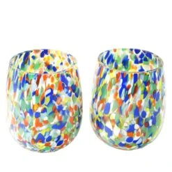 Set Of 6 Drinking Glasses - Arlecchino - Original Murano Glass OMG 12 Set Of 6 Drinking Glasses - Arlecchino - Original Murano Glass OMG -Life Store arlequin glasses spot original murano glass omg32