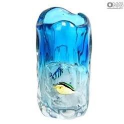 Fishes Vase Blue - Venetian Vase - Original Murano Glass -Life Store artglass vetro venetian glass murano glass omg 0115