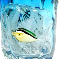 Fishes Vase Blue - Venetian Vase - Original Murano Glass -Life Store artglass vetro venetian glass murano glass omg 0117