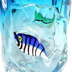Fishes Vase Blue - Venetian Vase - Original Murano Glass -Life Store artglass vetro venetian glass murano glass omg 0118