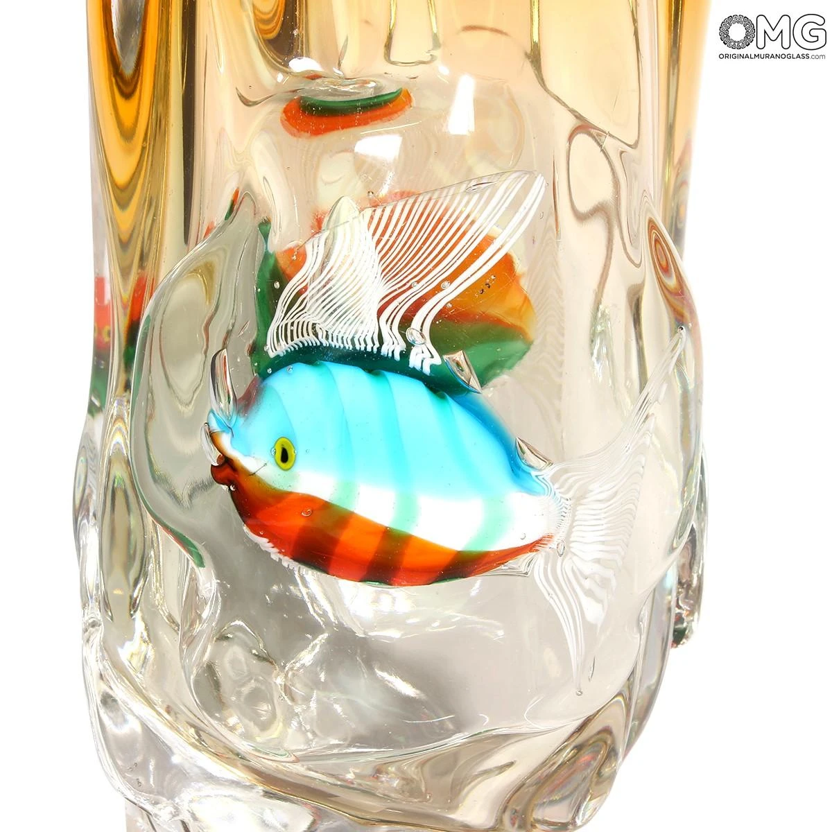 Fishes Vase Red - Venetian Vase - Original Murano Glass 4 Fishes Vase Red - Venetian Vase - Original Murano Glass - Image 2