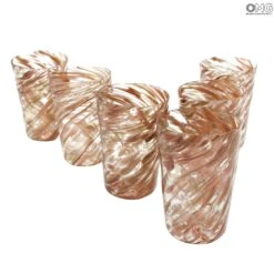 Set Of 6 Drinking Glasses - Furnace Fire - Original Murano Glass OMG -Life Store avventurina glasses set murano glass 3 1