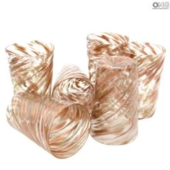 Set Of 6 Drinking Glasses - Furnace Fire - Original Murano Glass OMG -Life Store avventurina glasses set murano glass 4 1
