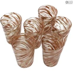 Set Of 6 Drinking Glasses - Furnace Fire - Original Murano Glass OMG -Life Store avventurina glasses set murano glass 5 1