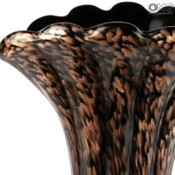 Flower Vase - Black And Avventurina - Original Murano Glass OMG -Life Store avventurina vase detail
