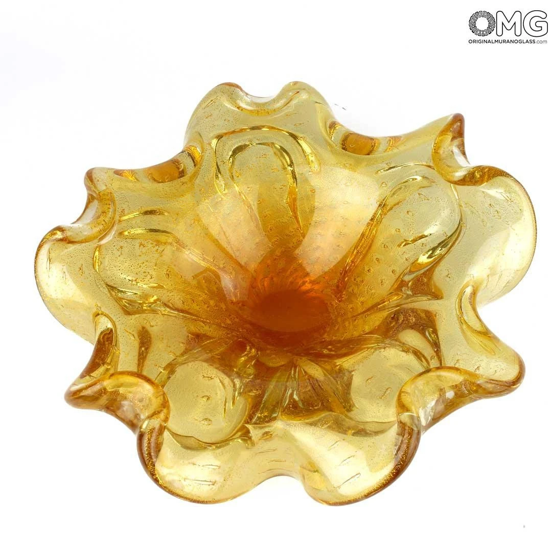 Flower Bowl - Amber - Original Murano Glass OMG 3 Flower Bowl - Amber - Original Murano Glass OMG