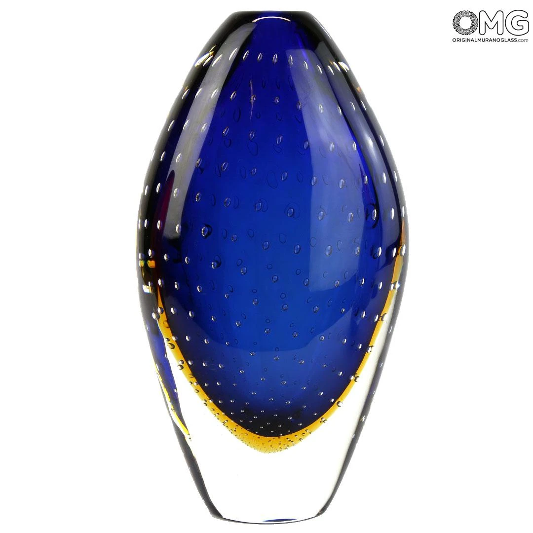 Vase Egg Baleton - Blue Sommerso - Original Murano Glass OMG 3 Vase Egg Baleton - Blue Sommerso - Original Murano Glass OMG
