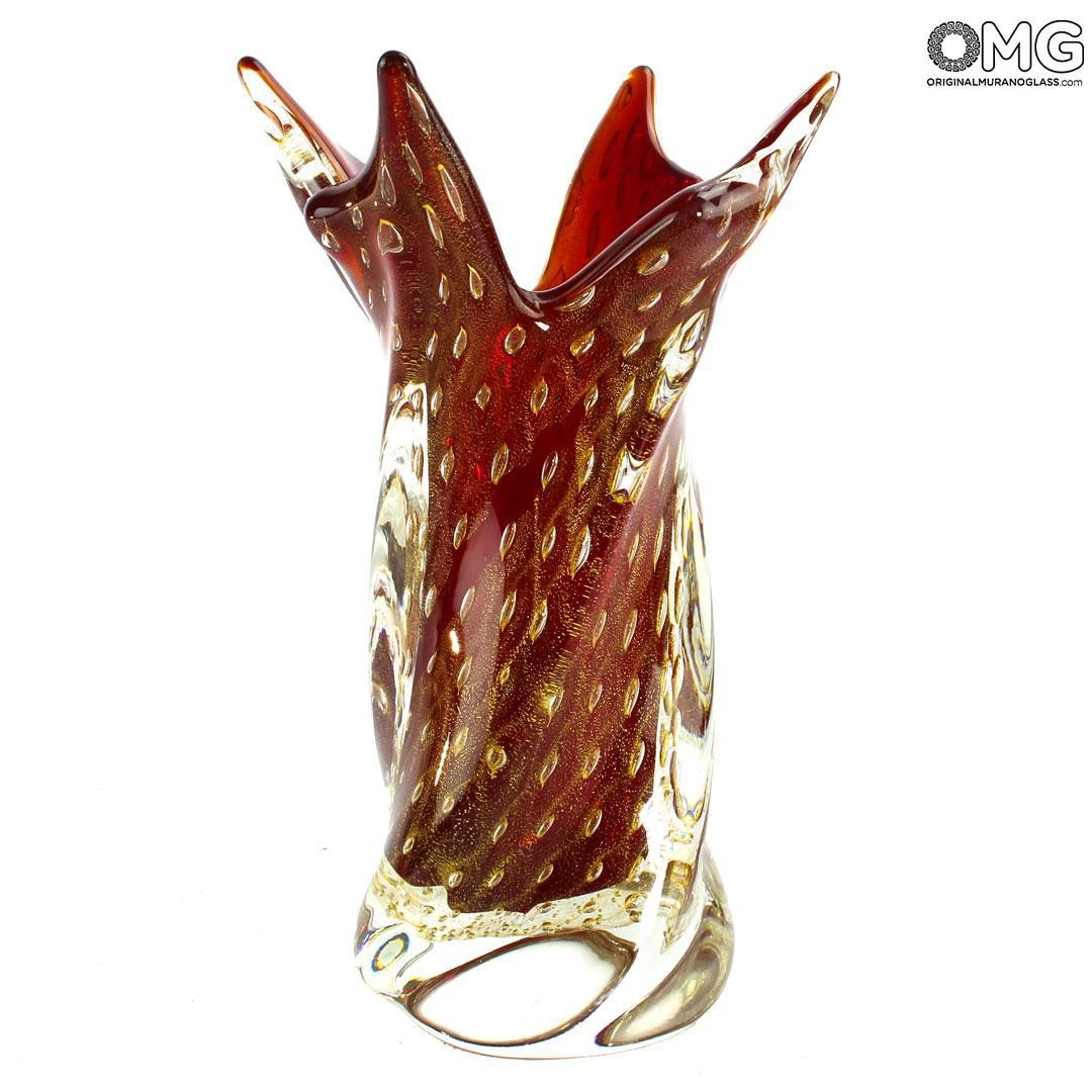 Fashion 60s Flower Vase - Red Venetian Glass Murano OMG® 3 Fashion 60s Flower Vase - Red Venetian Glass Murano OMG®