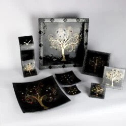 Table Clock Stripe - The Tree Of Life - Original Murano Glass OMG 24 Table Clock Stripe - The Tree Of Life - Original Murano Glass OMG -Life Store black collection