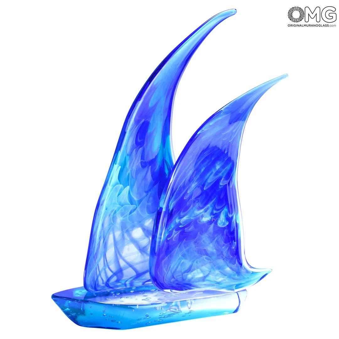 Sail Boat - Frozen Style - Original Murano Glass OMG 3 Sail Boat - Frozen Style - Original Murano Glass OMG