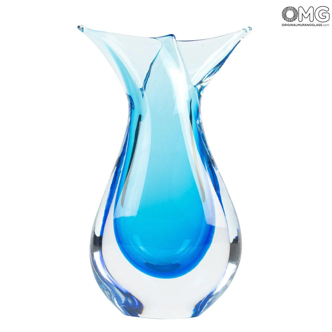 Vase Fish - Cyan Sommerso - Original Murano Glass OMG 3 Vase Fish - Cyan Sommerso - Original Murano Glass OMG