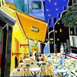 The Caffe Plate - Van Gogh Tribute - Round -Life Store caffe van gogh full round plate murano glass 3