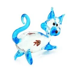 Cat With Fish - Original Murano Glass OMG -Life Store cat crystal aquarium original murano glass omg2