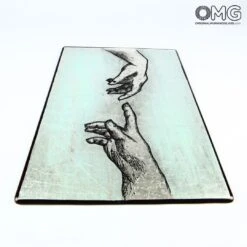 Universal Judgment Plate - Michelangelo - Silver Leaf - Original Murano Glass OMG 12 Universal Judgment Plate - Michelangelo - Silver Leaf - Original Murano Glass OMG -Life Store centerpiece murano original glass omg img 0127