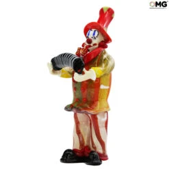Clown Figurine With Accordion Original Murano Glass OMG -Life Store clown accordion original murano glass omg venetian1