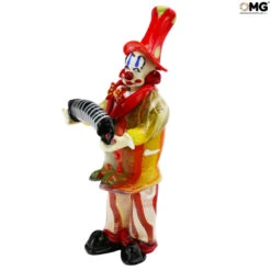 Clown Figurine With Accordion Original Murano Glass OMG -Life Store clown accordion original murano glass omg venetian2