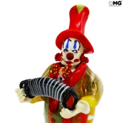 Clown Figurine With Accordion Original Murano Glass OMG -Life Store clown accordion original murano glass omg venetian4