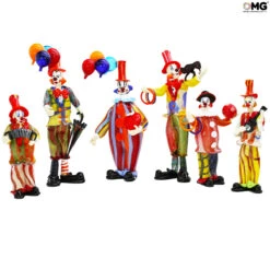Clown Figurine With Accordion Original Murano Glass OMG -Life Store clown set original murano glass omg venetian
