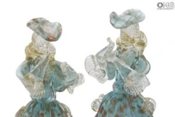 Couple Goldoni Venetian Figurines Light Blue - Gold 24kt Decoration 10 Couple Goldoni Venetian Figurines Light Blue - Gold 24kt Decoration -Life Store couple goldoni venetian glass murano glass omg 0801