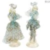 Couple Goldoni Venetian Figurines Light Blue - Gold 24kt Decoration -Life Store couple goldoni venetian glass murano glass omg 10800
