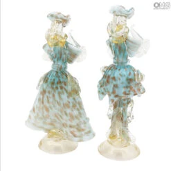 Couple Goldoni Venetian Figurines Light Blue - Gold 24kt Decoration 9 Couple Goldoni Venetian Figurines Light Blue - Gold 24kt Decoration -Life Store couple goldoni venetian glass murano glass omg 10803