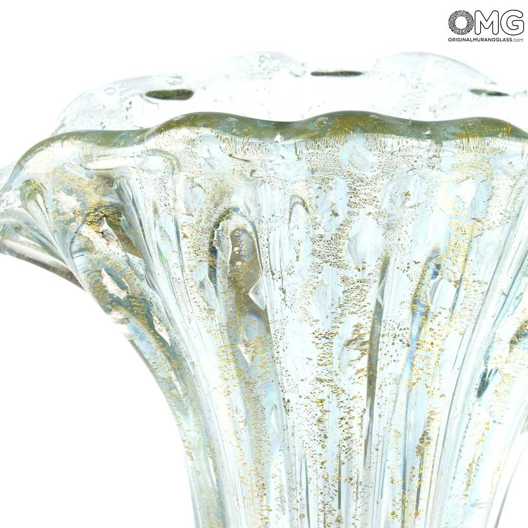 Flower Vase - Crystal & Gold - Original Murano Glass OMG 4 Flower Vase - Crystal & Gold - Original Murano Glass OMG - Image 2