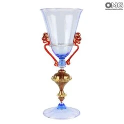 Venetian Goblet Rossetto - King Drinking Glass - Original Murano Glass OMG