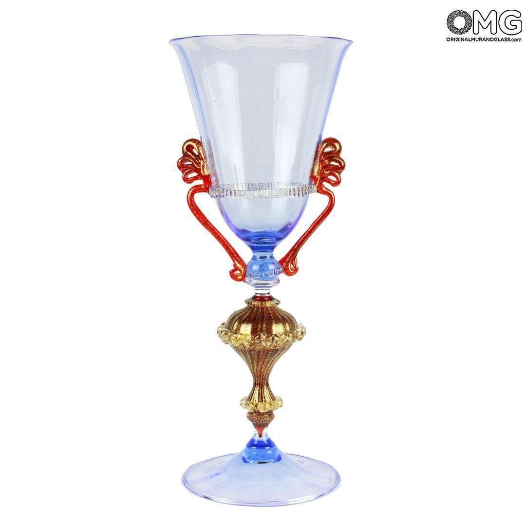 Venetian Goblet Rossetto - King Drinking Glass - Original Murano Glass OMG 2 Venetian Goblet Rossetto - King Drinking Glass - Original Murano Glass OMG