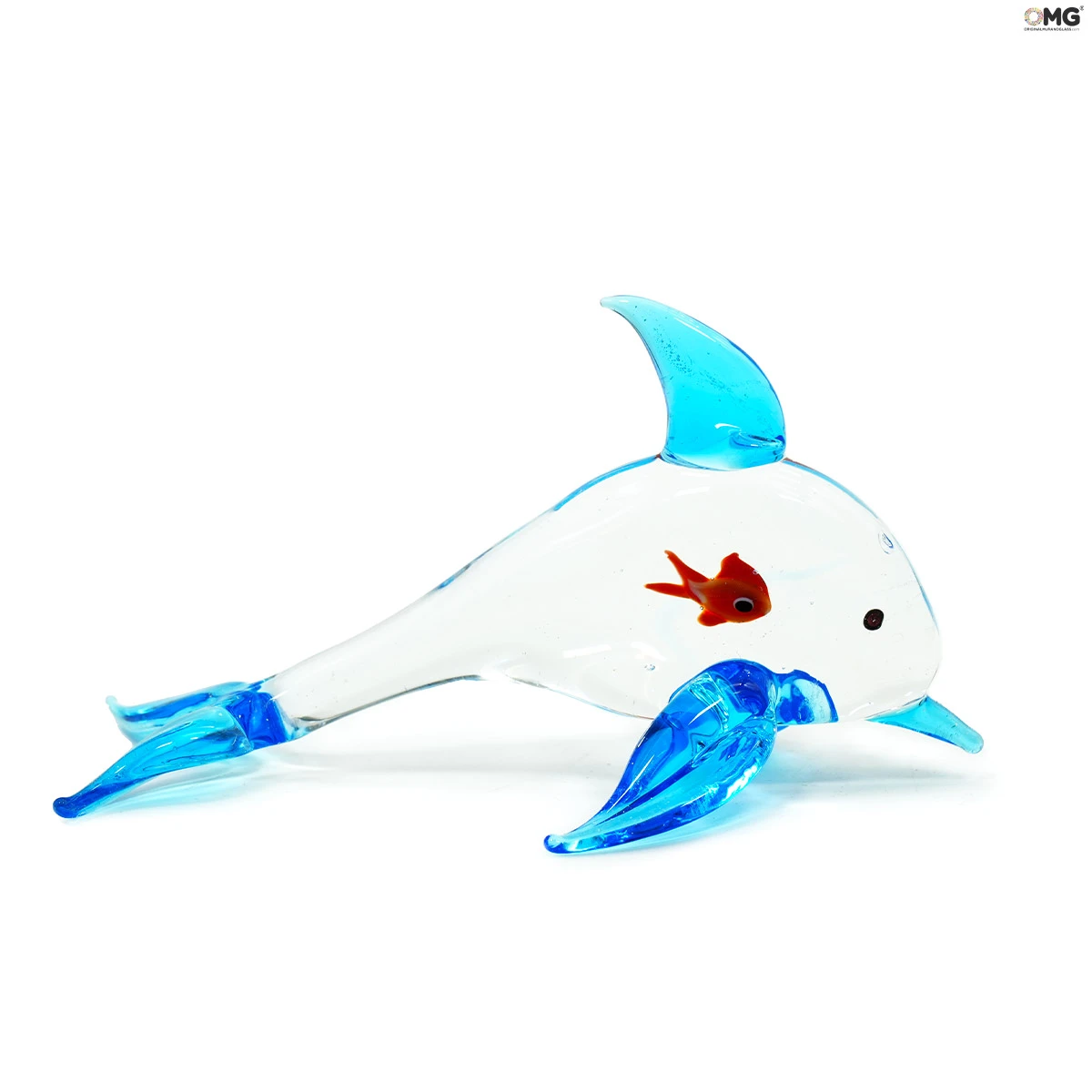 Dolphin With Fish - Original Murano Glass OMG 3 Dolphin With Fish - Original Murano Glass OMG