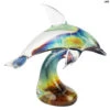 Dolphin On Base - Sculpture In Chalcedony - Original Murano Glass Omg -Life Store dolphin base calcedony original murano glass omg