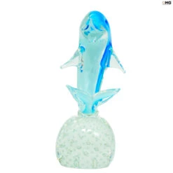 Dolphin On Base - Sculpture - Original Murano Glass OMG -Life Store dolphin on base light blue original murano glass omg1