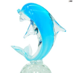 Dolphin On Base - Sculpture - Original Murano Glass OMG -Life Store dolphin on base light blue original murano glass omg4