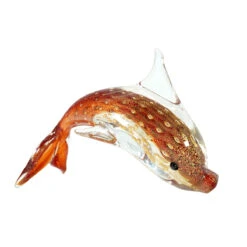 Dolphin Figurine - Red - Original Murano Glass Omg 10 Dolphin Figurine - Red - Original Murano Glass Omg -Life Store dolphin red gold orginal murano glass omg1