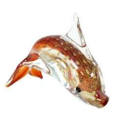 Dolphin Figurine - Red - Original Murano Glass Omg 13 Dolphin Figurine - Red - Original Murano Glass Omg -Life Store dolphin red gold orginal murano glass omg4